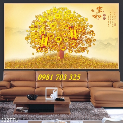tranh cây kim tiền, gạch tranh 3D