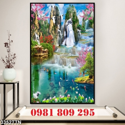 Tranh phong cảnh khổ đứng - Gạch men HP832
