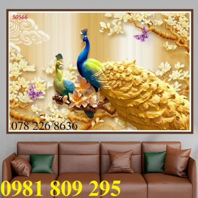 Tranh chim công 3d - tranh gạch chim công FDGFHG5