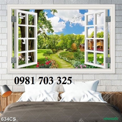 Tranh gạch 3D cửa sổ, tranh đẹp ốp tường