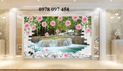 Tranh hoa hồng day leo - gạch tranh họa tiết