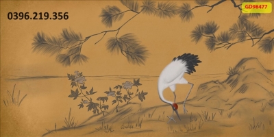 Tranh gạch hình tùng hạc 3D