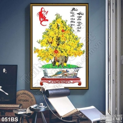 Tranh cây mai tranh gạch 3d cây mai - SANB84
