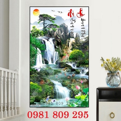 Tranh gạch phong cảnh thác nước khổ đứng
