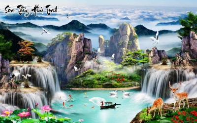 Tranh gạch 3d phong thủy phòng khách - HDSS32