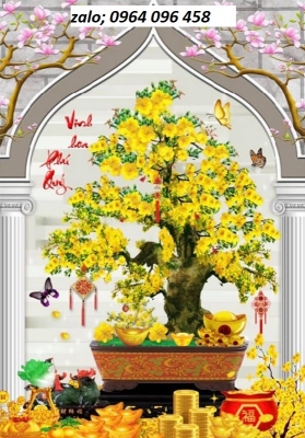 Tranh hoa mai 3d - tranh gạch 3d hoa mai - GVBN8