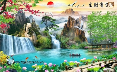 Tranh cảnh đồng quê tranh gạch 3d đồng quê - 0433SN