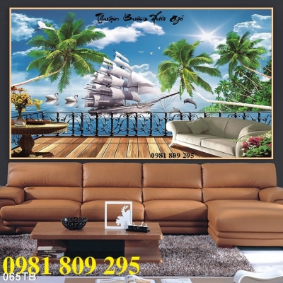 Thuận buồm xuôi gió , tranh gạch 3d thuyền