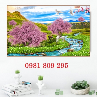 Tranh gạch ốp tường trang trí hoa đào HQ999