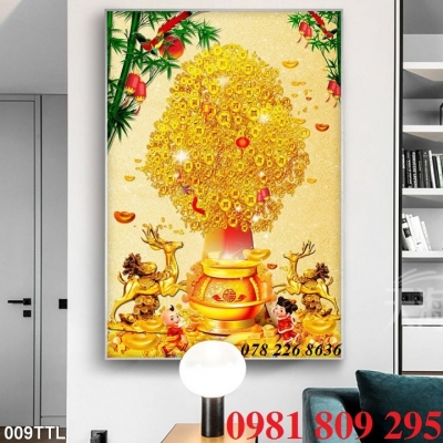 Tranh 3d cây tiền - gạch tranh 3d
