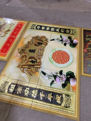 Tranh phòng thờ gia tiên - gạch tranh 3D