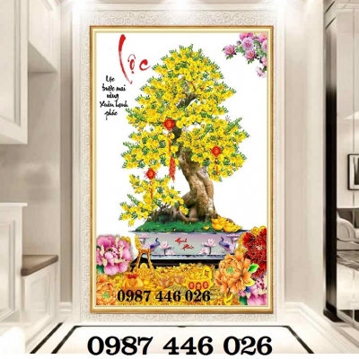 Tranh hoa mai vàng gach ốp tường tranh 3d đẹp HP7374