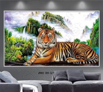 Tranh 3D hổ treo phòng khách