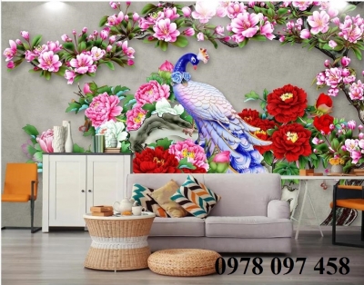 Tranh gạch - tranh chim công