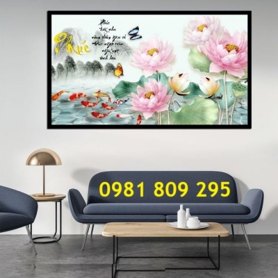 Tranh 3d hoa sen , gạch tranh trang trí
