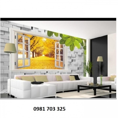 Tranh lá vàng- gạch tranh trang trí phòng khách