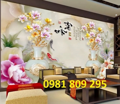 Tranh gạch bình hoa 3d