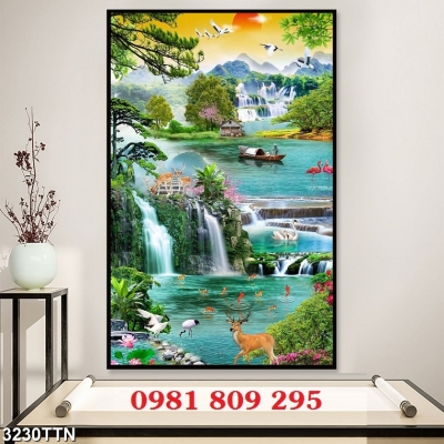 Tranh gạch thác nước ốp tường hp18655