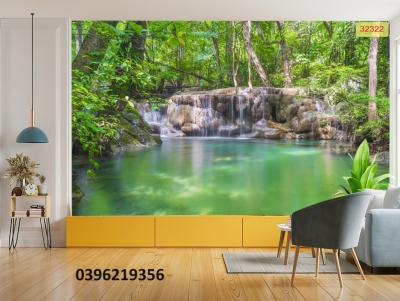 Tranh gạch 3D thác nước đẹp
