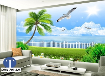 Tranh gạch 3D phong cảnh biển trang trí phòng