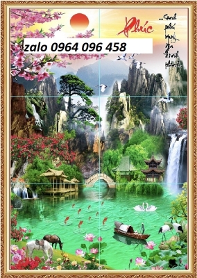 Tranh gạch 3d phong thủy phòng khách - YTR4