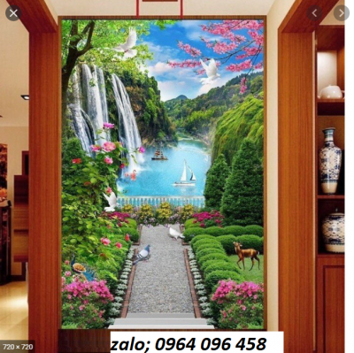 Tranh gạch men 3d ốp tường phong cảnh khổ đứng - BCVB76