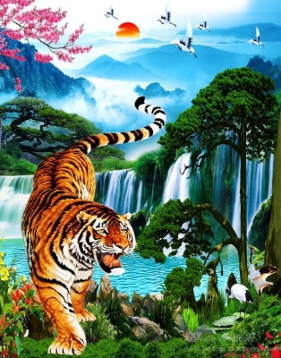 Tranh gạch hổ sơn lâm 3d