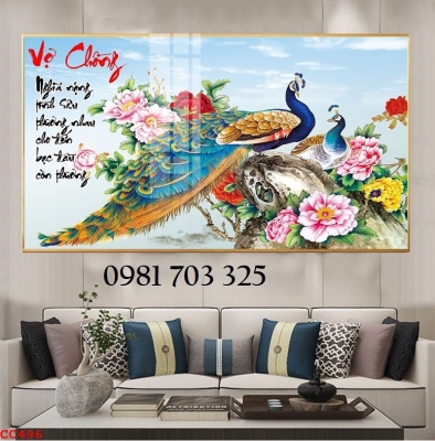 Tranh gạch 3D phong thủy chim công