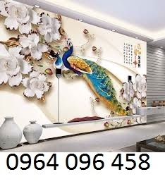mẫu tranh 3d chim công phòng khách - XN55
