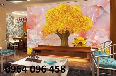 Tranh gạch 3d cây tiền vàng - KHF36