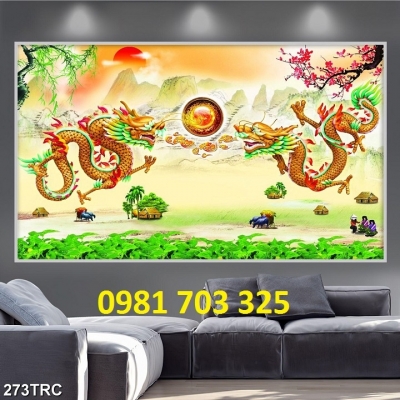 Tranh rồng phong thủy trang trí phòng khách