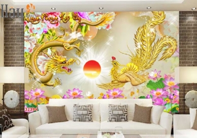 gạch tranh 3d rồng phượng -03SL