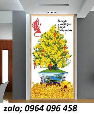 Gạch tranh 3d dán tường mẫu cây mai - 544ZL