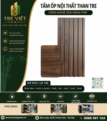 Tấm ốp tường lam sóng than tre