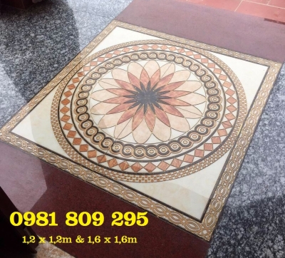 Thảm gạch sàn hoa khắc vàng- 1m2x1m2 DH5888