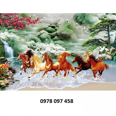 Gạch tranh dán tường phòng khách