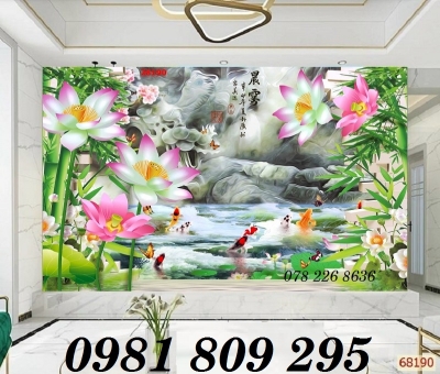 Tranh gạch - gạch trang trí 3d hoa sen