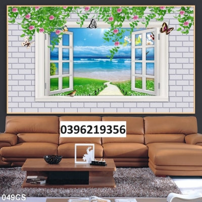 Gạch tranh 3D hình cửa sổ đẹp