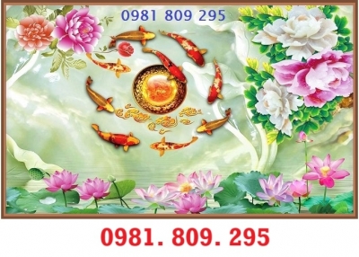 Tranh gạch đẹp hoa mẫu đơn 3D ốp tường