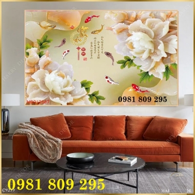 Tranh gạch 3d , gạch tranh hoa mẫu đơn HN9393