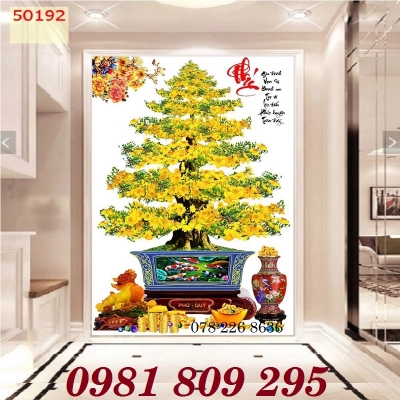 Tranh gạch men hoa mai trang trí