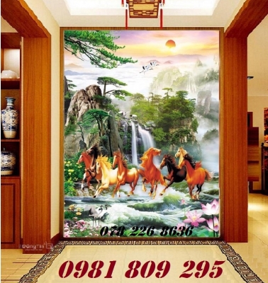 Gạch tranh ngựa 3d - tranh bát mã