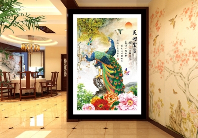 tranh con công 3d đẹp - KL45