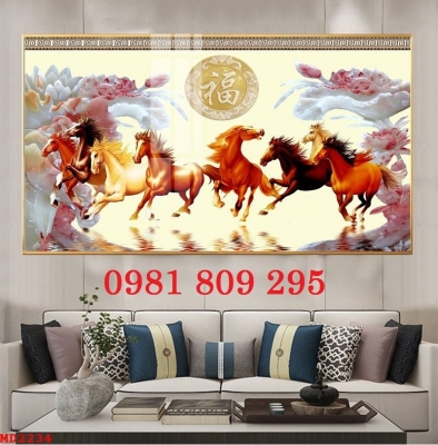 Tranh gạch 3d ngựa, tranh gạch ốp tường