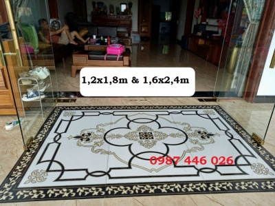 Thảm gạch, gạch nền trung quốc khắc vàng HP7823