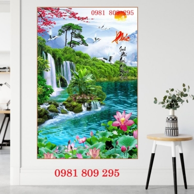 Tranh gạch ốp tường 3d thác nước