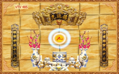 Tranh dán phòng thờ - tranh câu đối