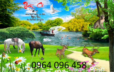tranh gạch 3d phong cảnh phòng khách - 34DV