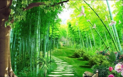 Tranh rừng tre xanh phong thuỷ 3D cao cấp