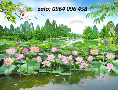 Tranh gạch 3d phong cảnh hoa sen - SXC22